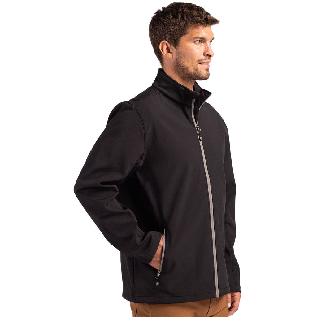 Clique Men's Black/Pure Slate Tempo Stretch Full Zip Softshell Jacket