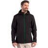 Clique Men's Black/Bottle Green Tempo Recycled Stretch Softshell Hooded Jacket