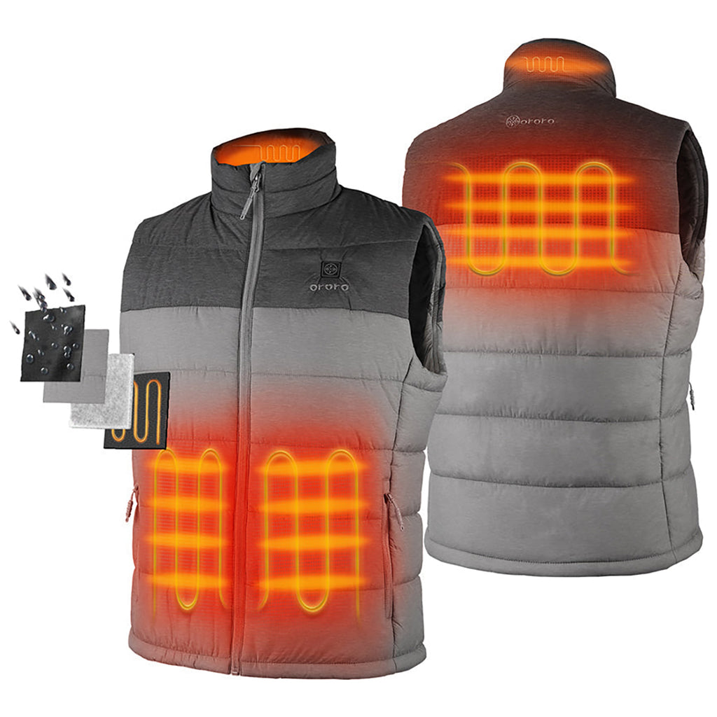 Ororo Men's Flecking Grey Classic Heated Vest