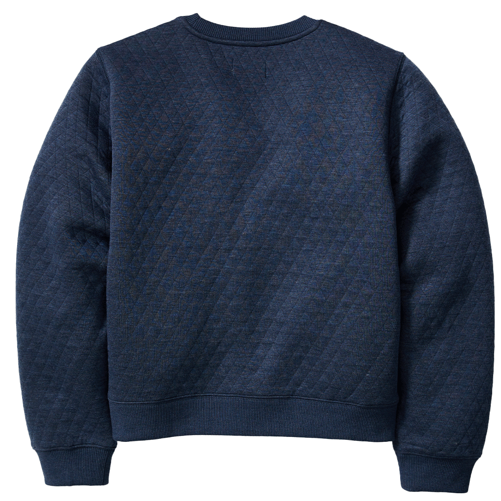 Marine Layer Women's Navy Heather Corbet Quilted Puff Sleeve Crewneck