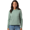 North End Women's Sage Green Heather Spirit Textured Hooded Pullover