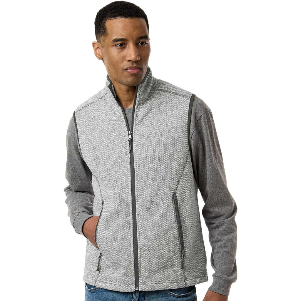 North End Men's Grey/White Jasper Jacquard Fleece Vest