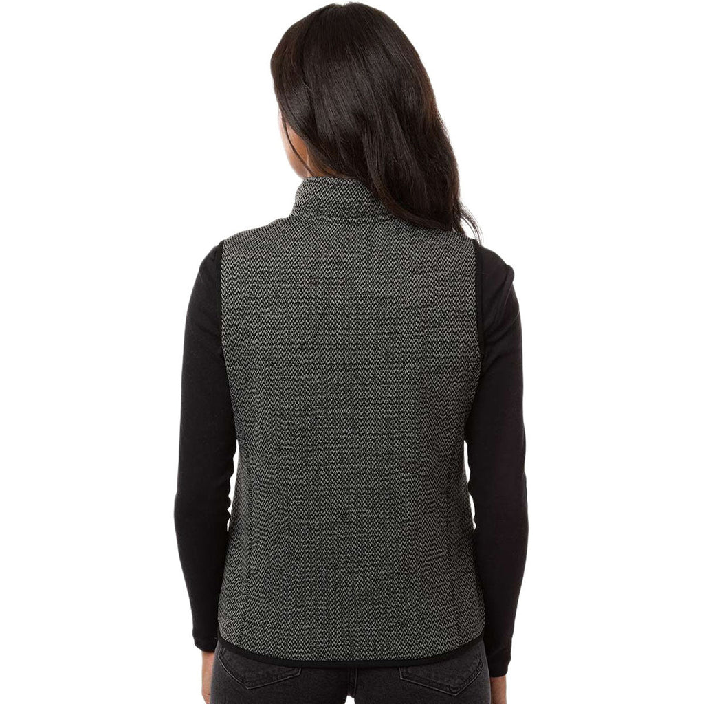 North End Women's Black/Grey Jasper Jacquard Fleece Vest