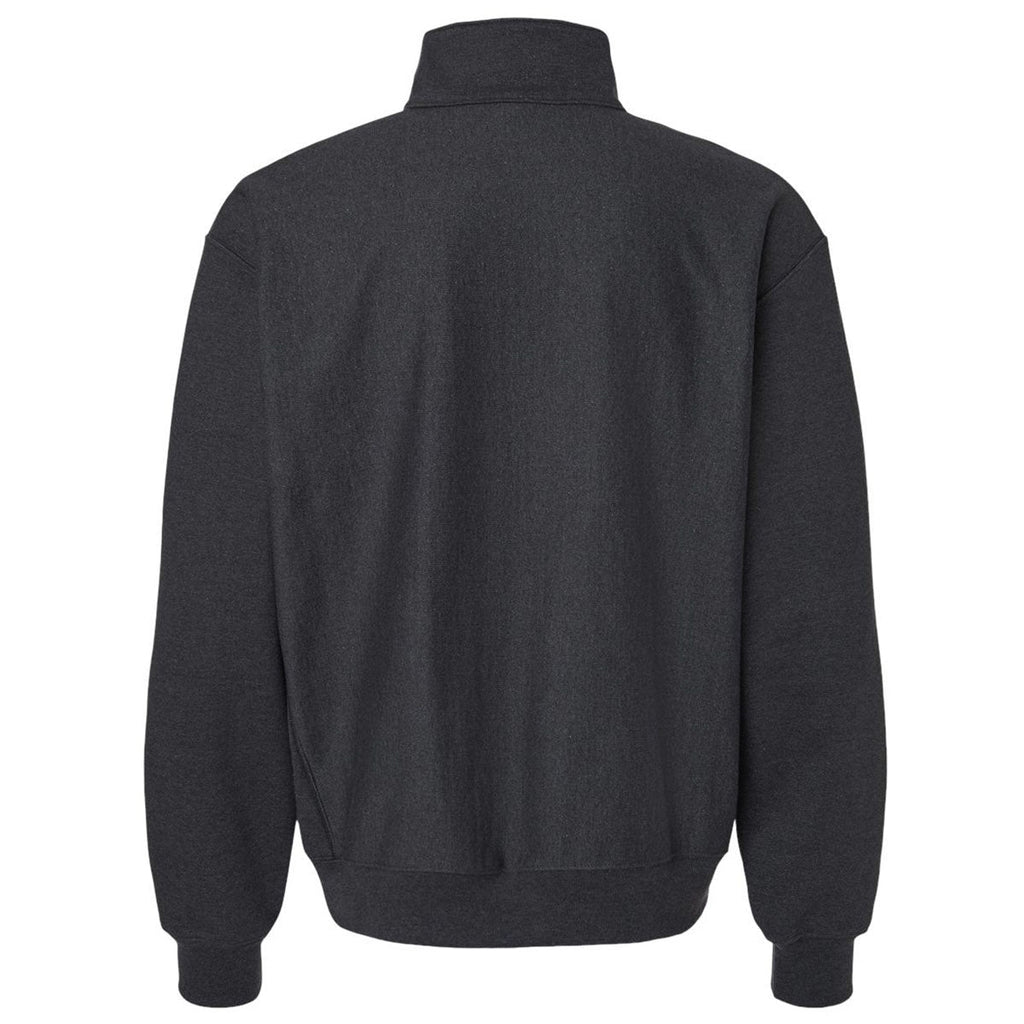 Hanes Unisex Charcoal Heather Beefy Sweats Premium Heavyweight Quarter-Zip Sweatshirt