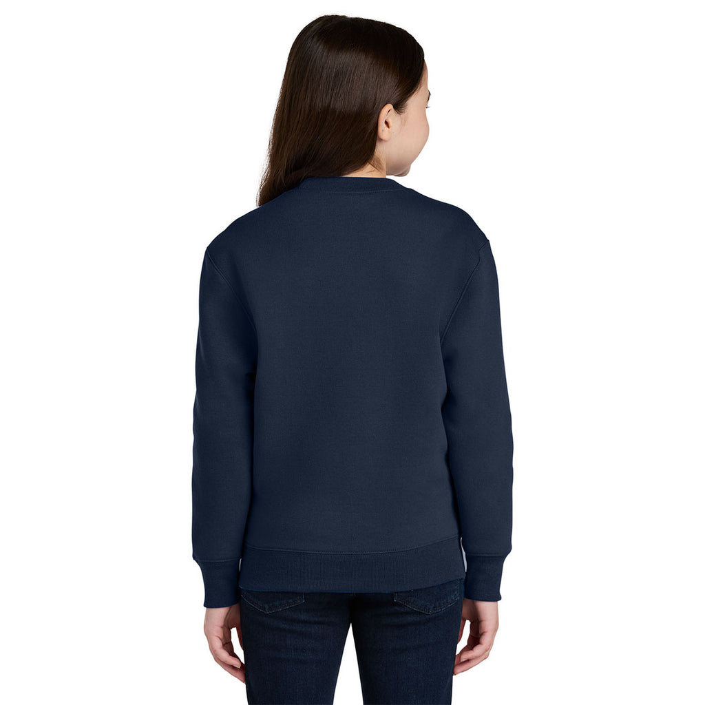 Port & Company Youth True Navy Core Fleece Crewneck Pocket Sweatshirt