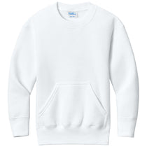 Port & Company Youth White Core Fleece Crewneck Pocket Sweatshirt
