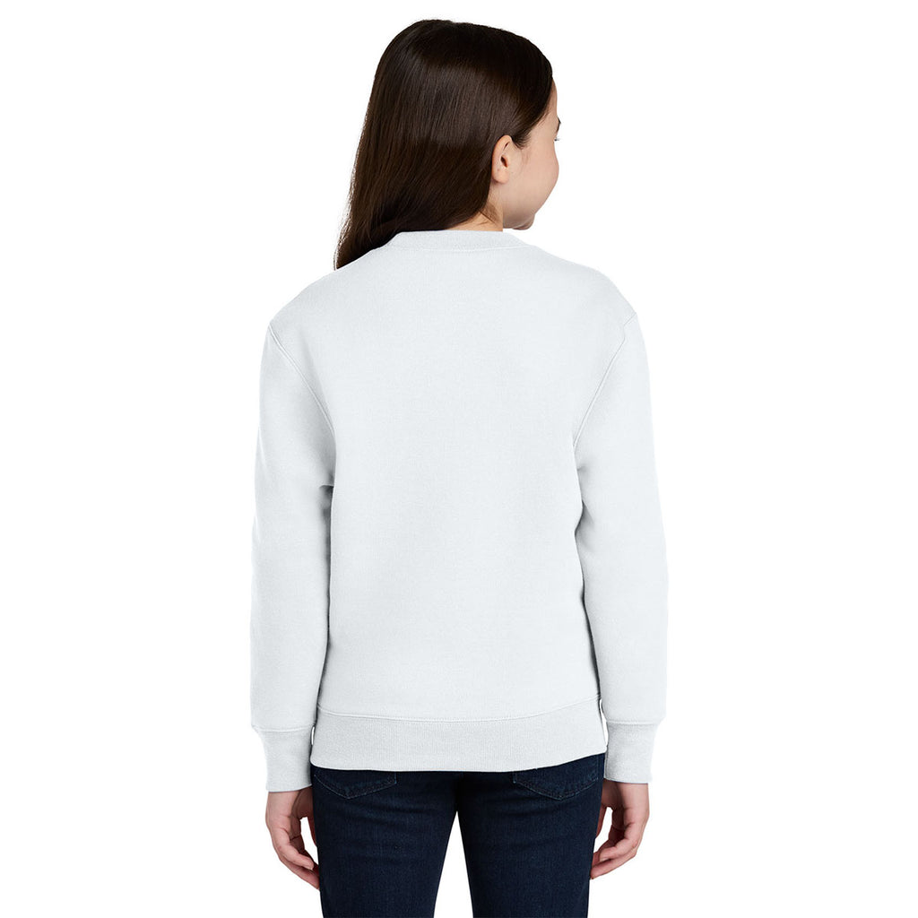 Port & Company Youth White Core Fleece Crewneck Pocket Sweatshirt