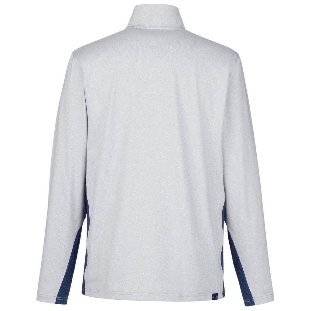 Puma Golf Men's Navy Blazer/Bright White Mesa Stripe Quarter-Zip