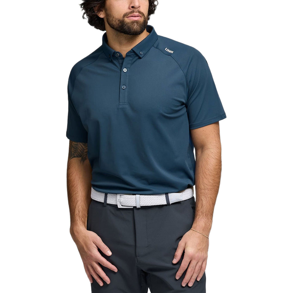 UNRL Men's Cavern Blue Pique Pro Polo