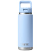 YETI Big Sky Blue Rambler 26 oz Water Bottle with Color Matching Straw Cap