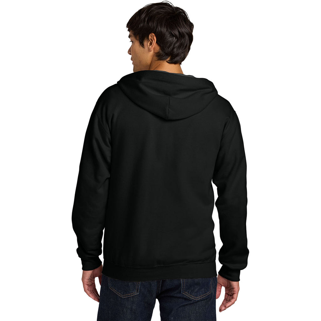 Gildan Men's Black Softstyle Midweight Fleece Full-Zip Hooded Sweatshirt
