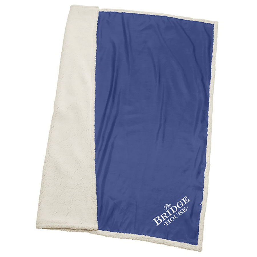 Bullet Navy Super Soft Large Fleece Sherpa Blanket - 50'' x 60'' Unfolded