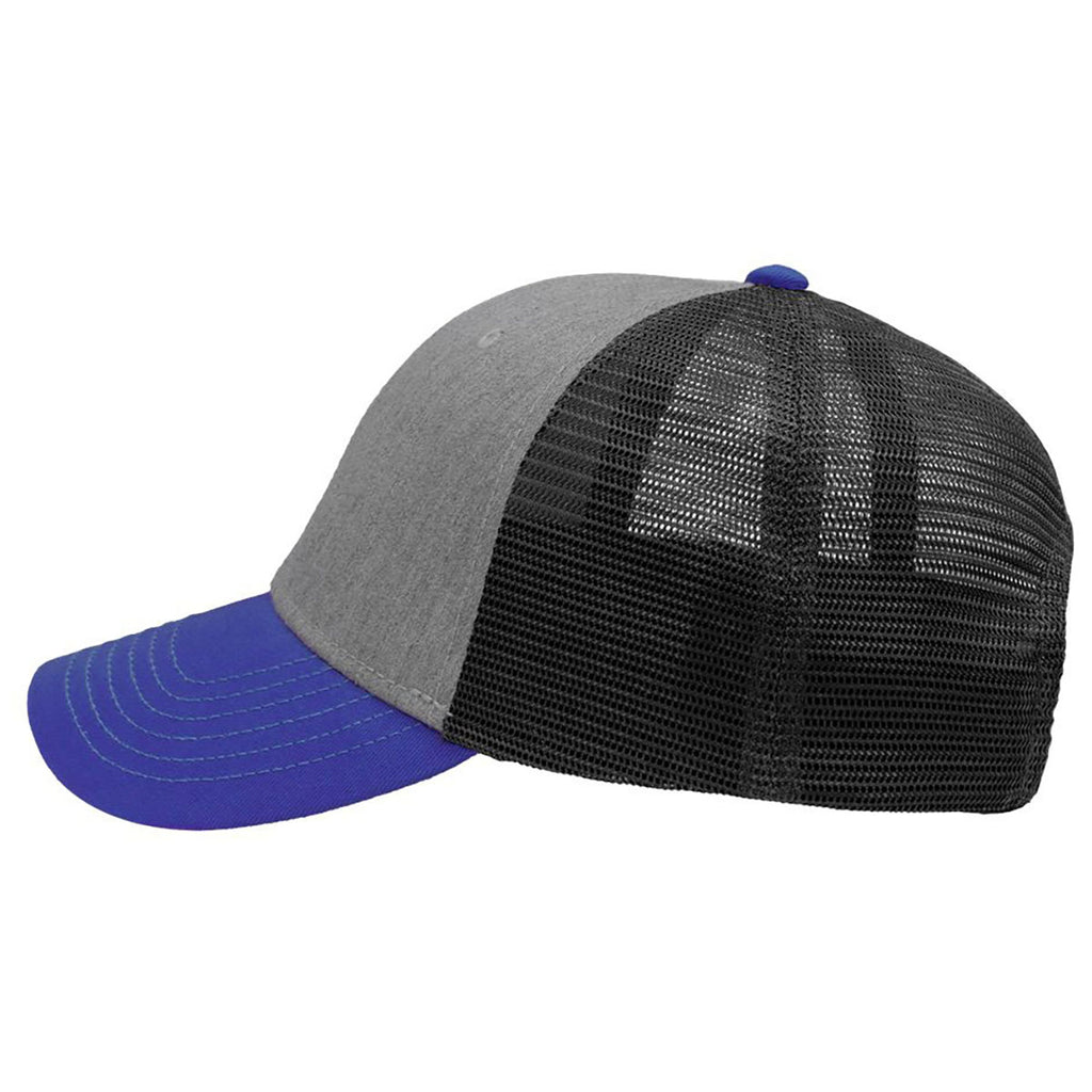 Sportsman Heather Grey/Charcoal/Royal Lo-Pro Mesh Back Trucker Fit Cap