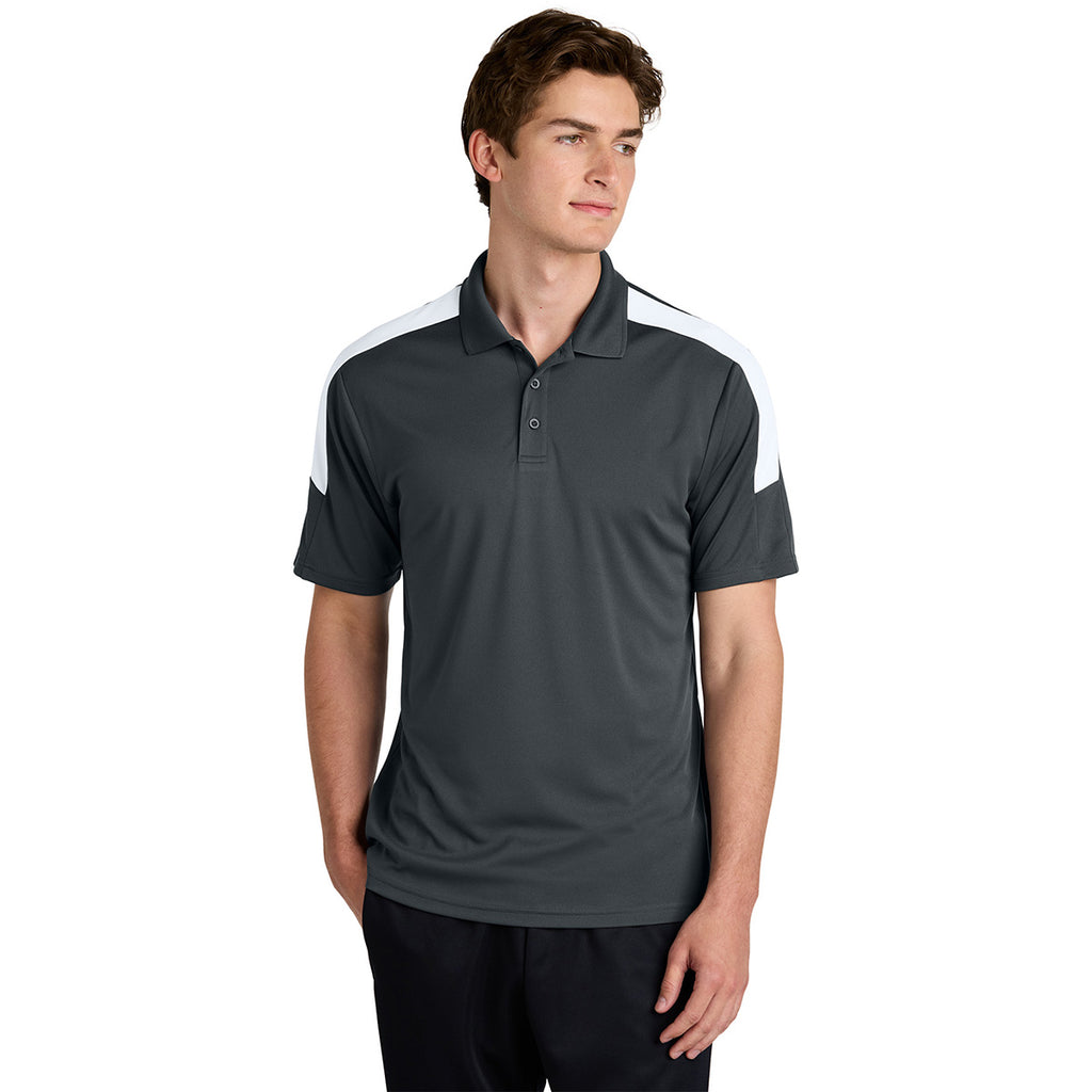 Sport-Tek Men's Iron Grey/ White Competitor United Polo