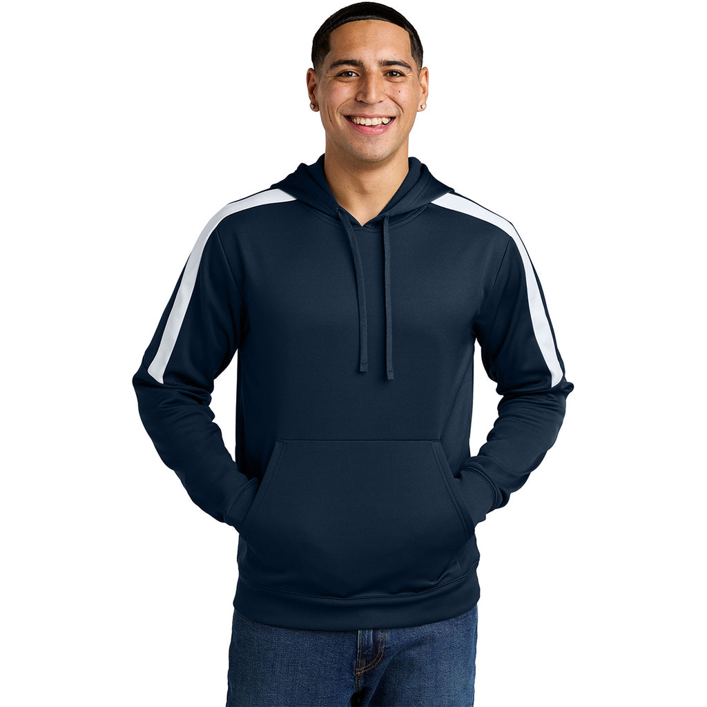 Sport-Tek Men's Navy/ White Sport-Wick Fleece United Pullover Hoodie