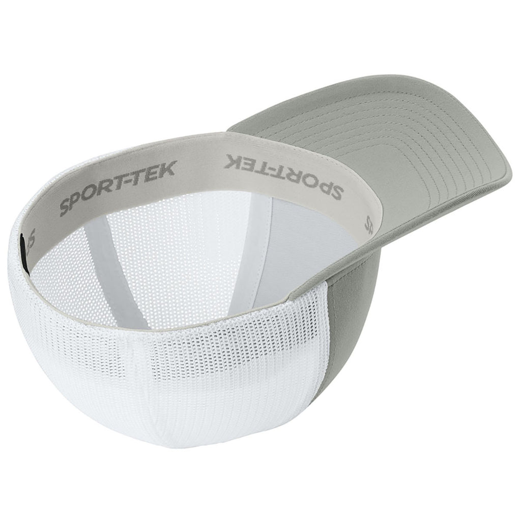 Sport-Tek Silver/White Stretch-Tek Mesh Back Cap