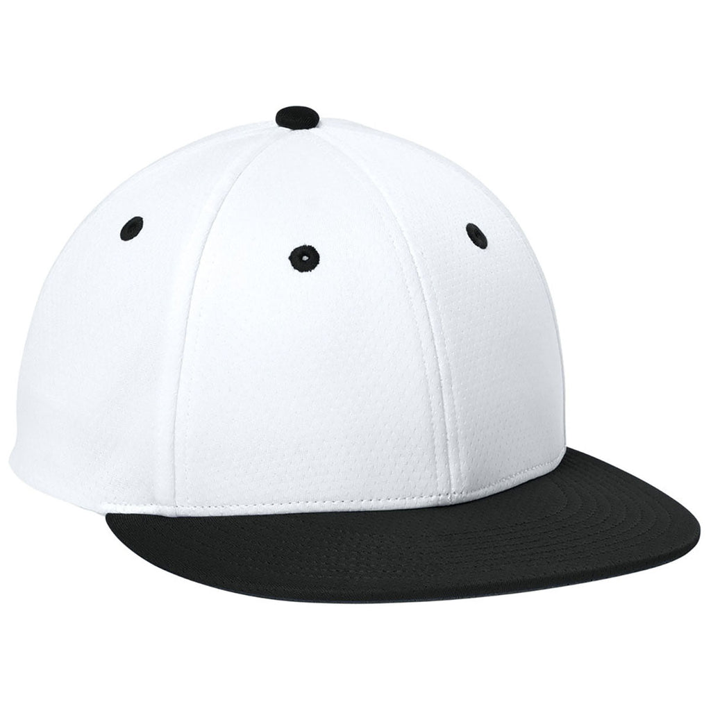 Sport-Tek White/Black/White Impact Mesh Stretch-Tek Cap