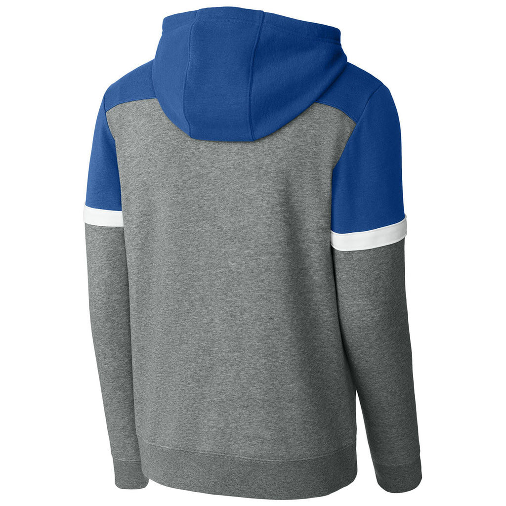 Sport-Tek Men's True Royal/Vintage Heather Drive Fleece Colorblock Hoodie