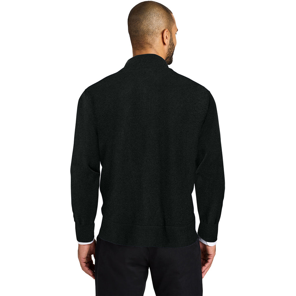 Port Authority Men's Deep Black Easy Care 1/4-Zip Sweater