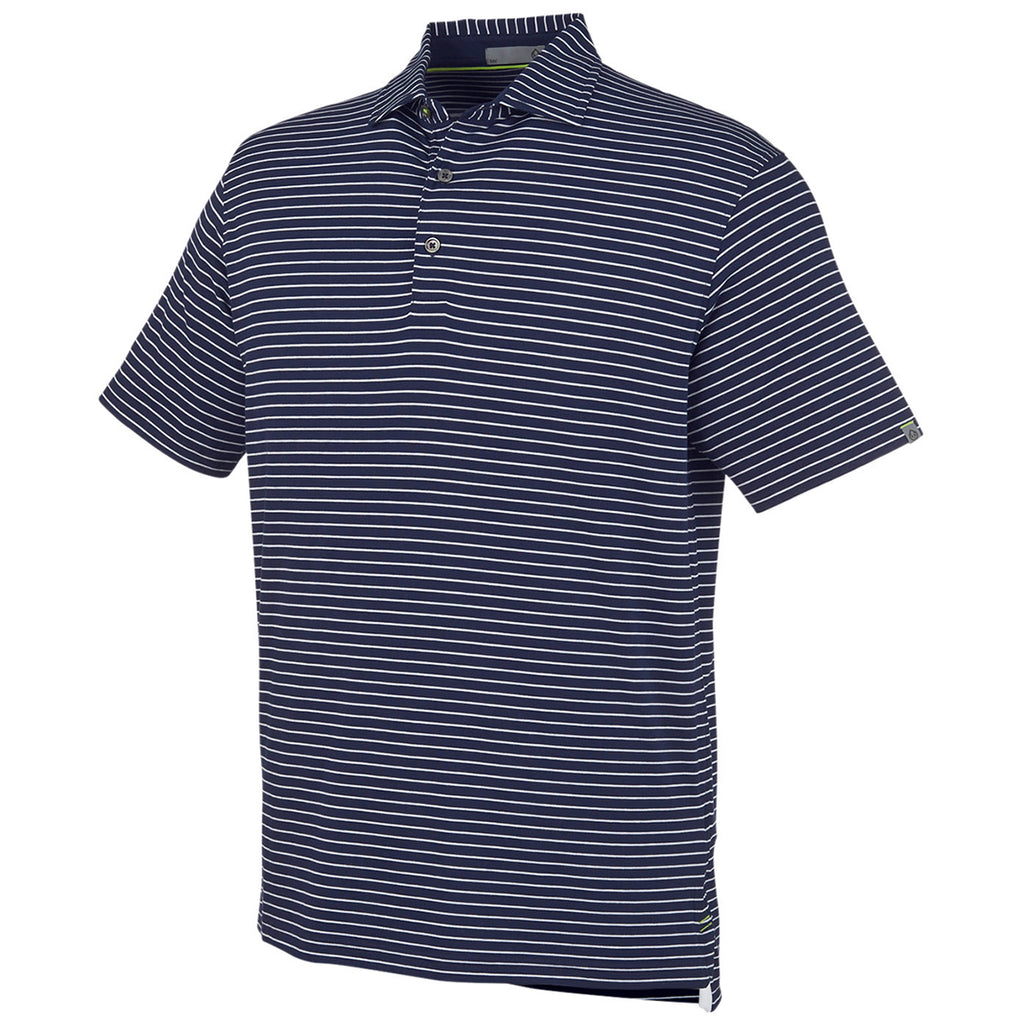 tasc Men's Classic Navy/White Cloud Lightweight Polo Brookline Stripe