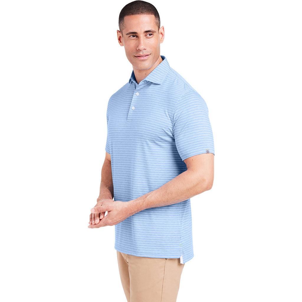 tasc Men's Polar Heather/White Cloud Lightweight Polo Brookline Stripe