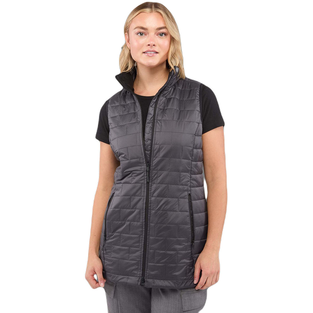 Elevate Women's Grey Storm Telluride Lightweight Packable Insulated Puffer Vest