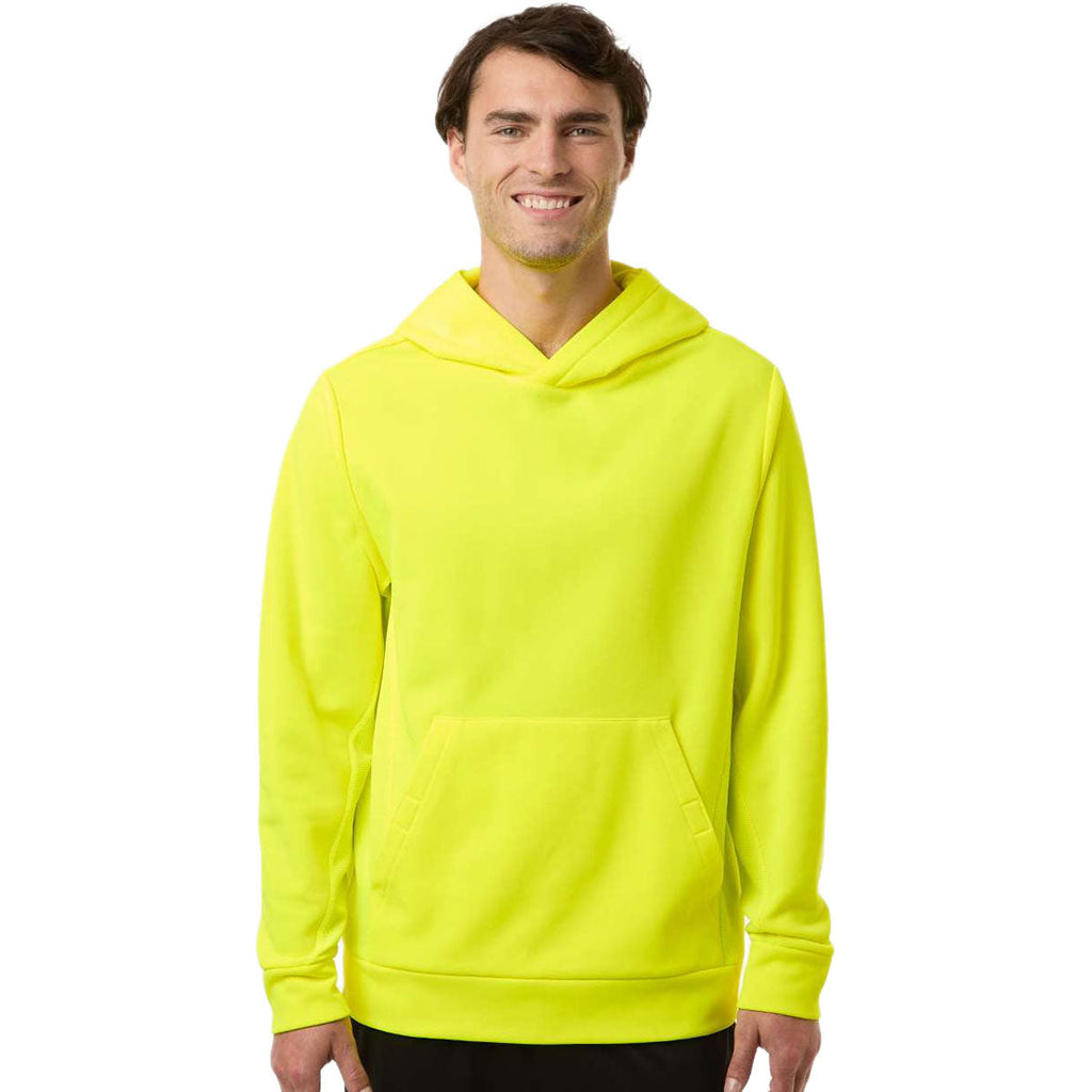 Team 365 Unisex Safety Yellow Squad Hooded Tech Fleece Pullover