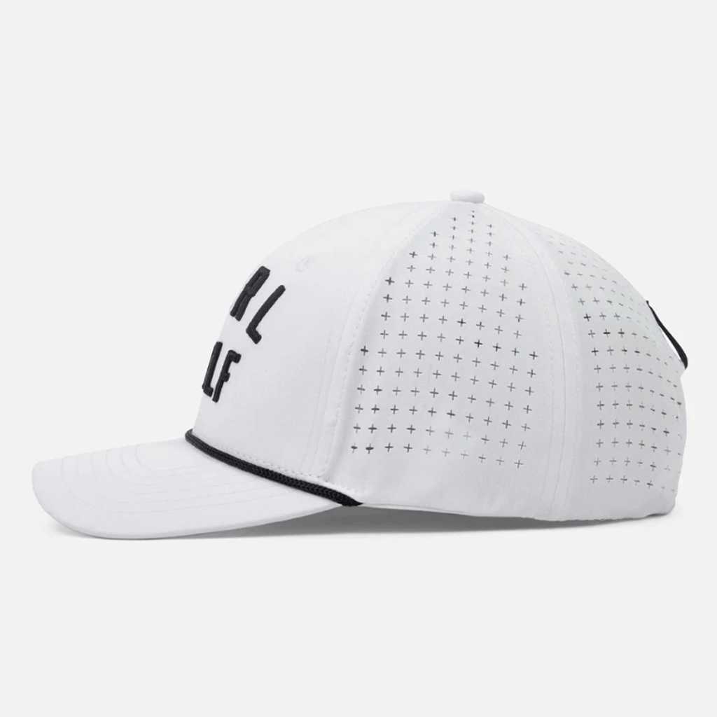 UNRL White + Black Golf Vintage Rope Snapback