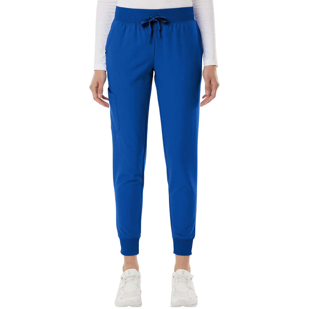 Jaanuu Women's Royal Blue Silex Knit-Waist Scrub Joggers