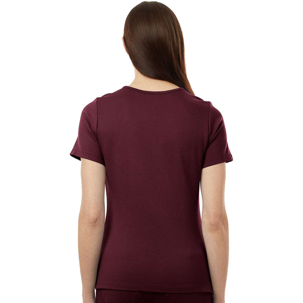 Jaanuu Women's Burgundy Cesi Ultrasoft Scrub V-Neck Top