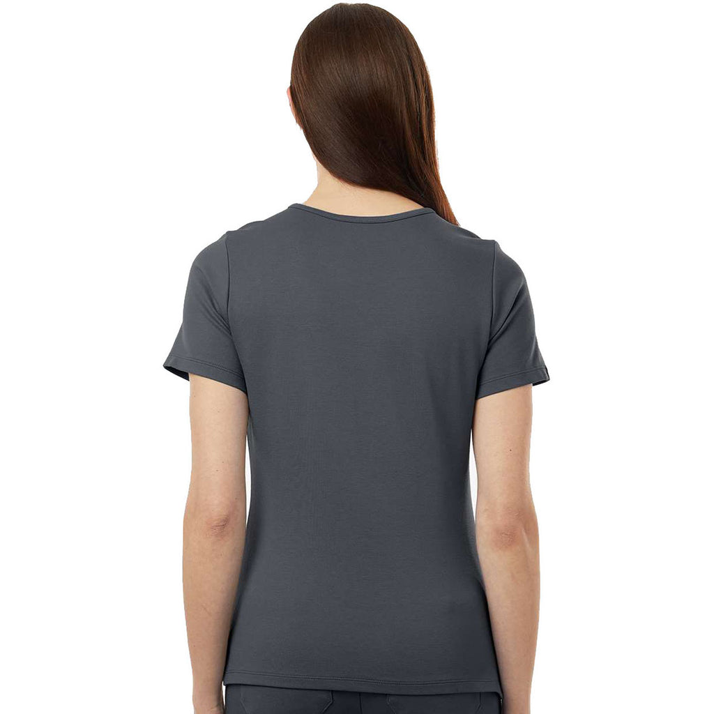 Jaanuu Women's Carbon Grey Cesi Ultrasoft Scrub V-Neck Top