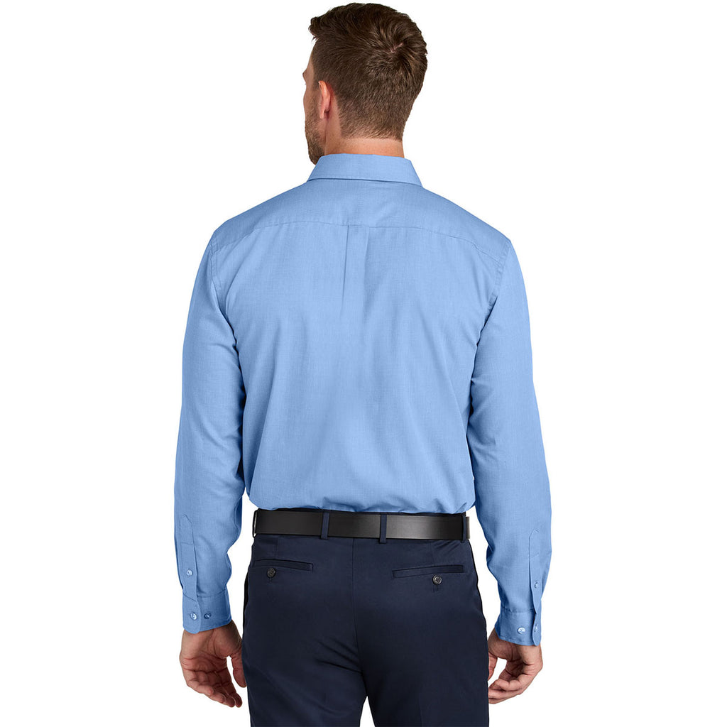 Port Authority Men's Swiss Blue Long Sleeve Nailhead Easy Care Shirt