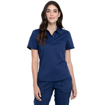 Cherokee Women's Navy Tuckable Snap Front Polo Shirt