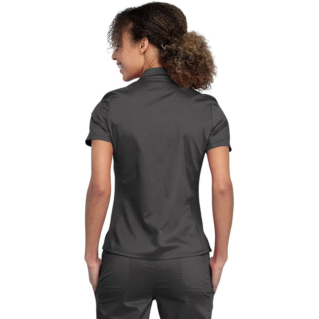 Cherokee Women's Pewter Tuckable Snap Front Polo Shirt