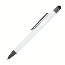 Logomark White Silvana Soft-Touch Ballpoint Pen with Stylus