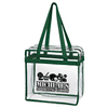 Hit Clear with Forest Green Trim EVA Tote Bag with Zipper