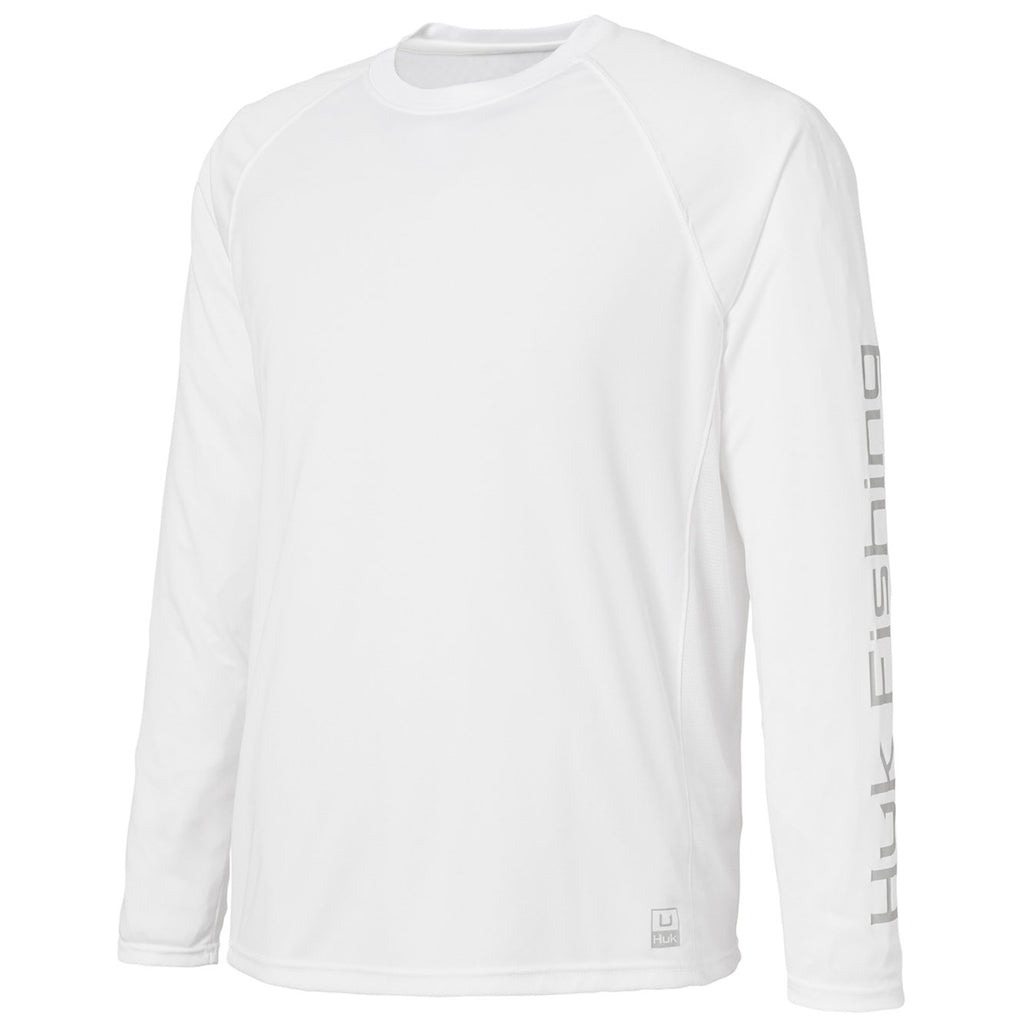 HUK Men's White Pursuit Long-Sleeve T-Shirt