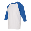 Gildan Men's White/Royal Heavy Cotton Raglan Three-Quarter Sleeve T-Shirt