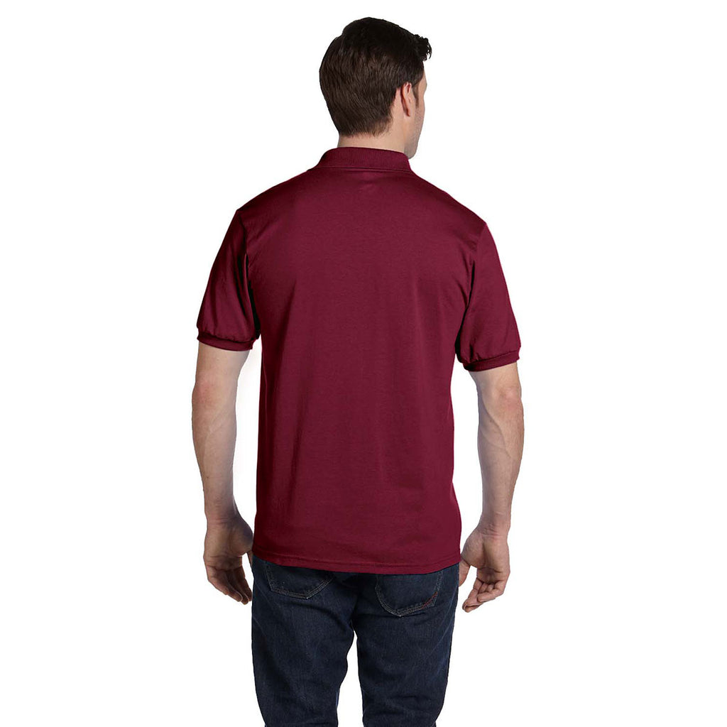 Hanes Men's Cardinal 5.2 oz. 50/50 EcoSmart Jersey Knit Polo