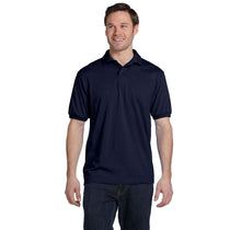 Hanes Men's Navy 5.2 oz. 50/50 EcoSmart Jersey Knit Polo