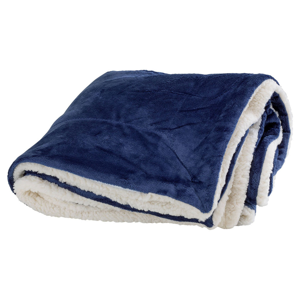 Vantage Navy Faux Mink Sherpa Blanket