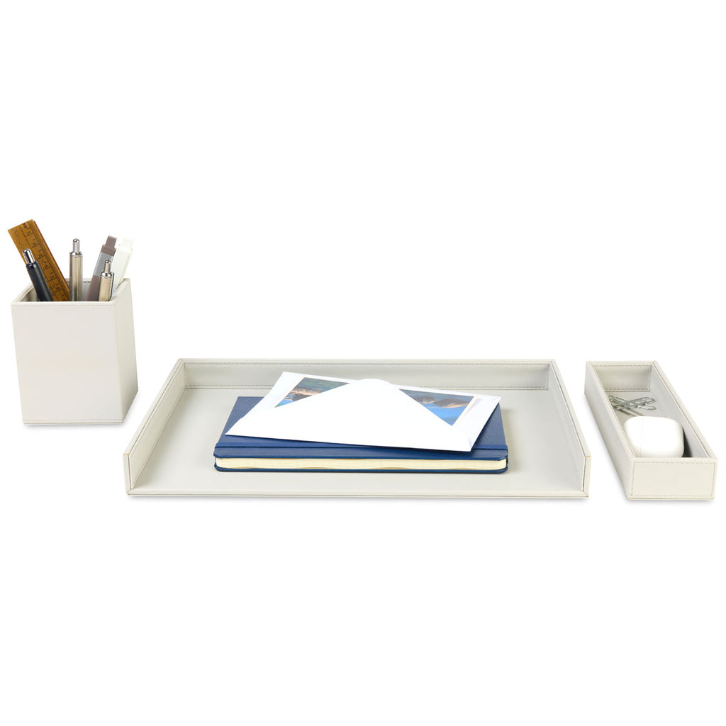 Gemline Easton Light Grey 3 Piece Desktop Organizer