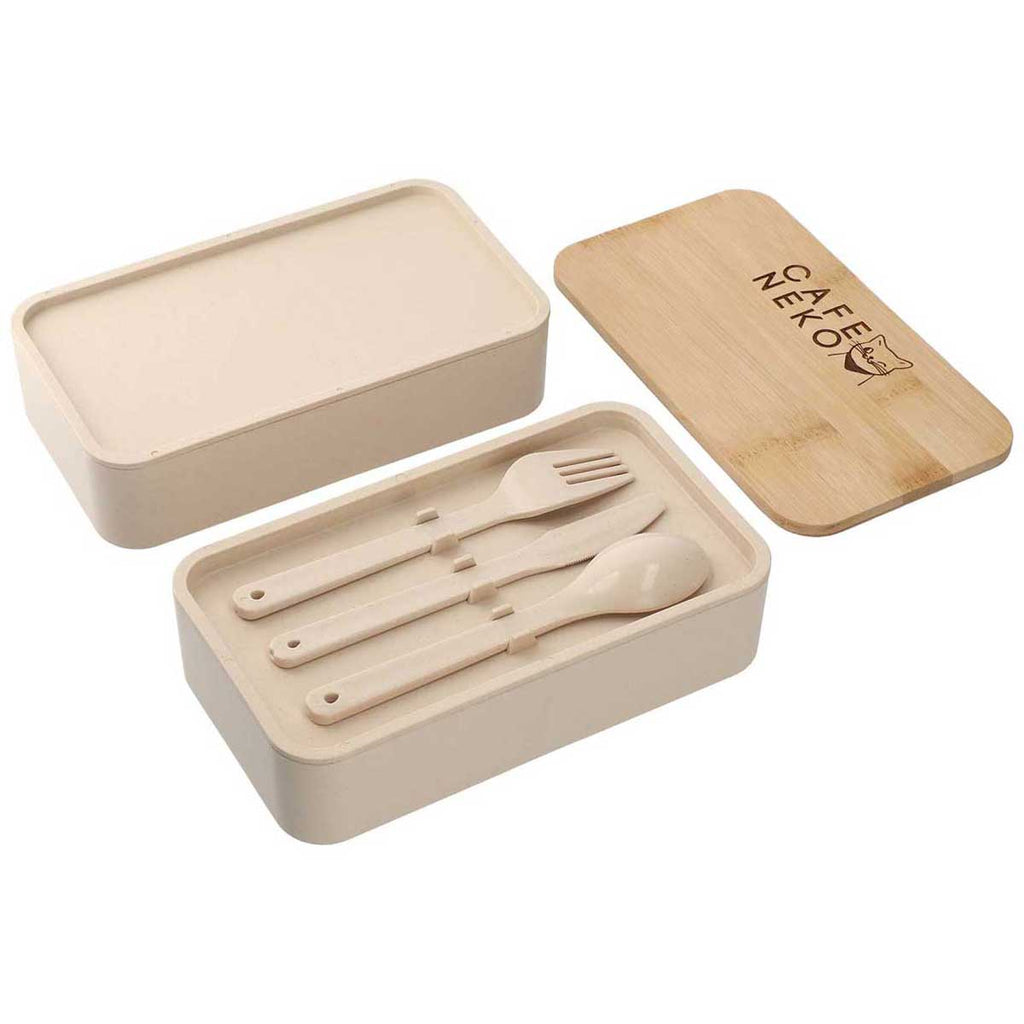 Leed's Beige Stackable Bamboo Fiber Bento Box