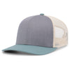 Pacific Headwear Heather Grey/Beige/Smoke Blue Snapback Trucker Mesh Cap