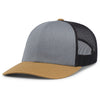 Pacific Headwear Heather Grey/Lt Charcoal/Amber Gold Snapback Trucker Mesh Cap