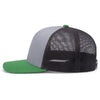 Pacific Headwear Heather Grey/Lt Charcoal/Green Snapback Trucker Mesh Cap