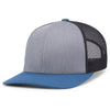 Pacific Headwear Heather Grey/Lt Charcoal/Ocean Blue Snapback Trucker Mesh Cap