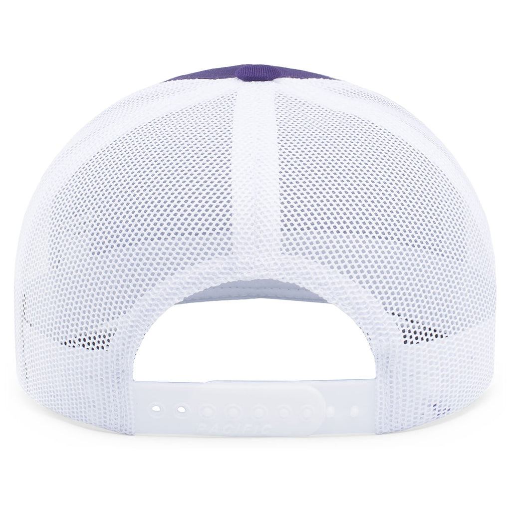 Pacific Headwear Purple/White/Purple Snapback Trucker Mesh Cap