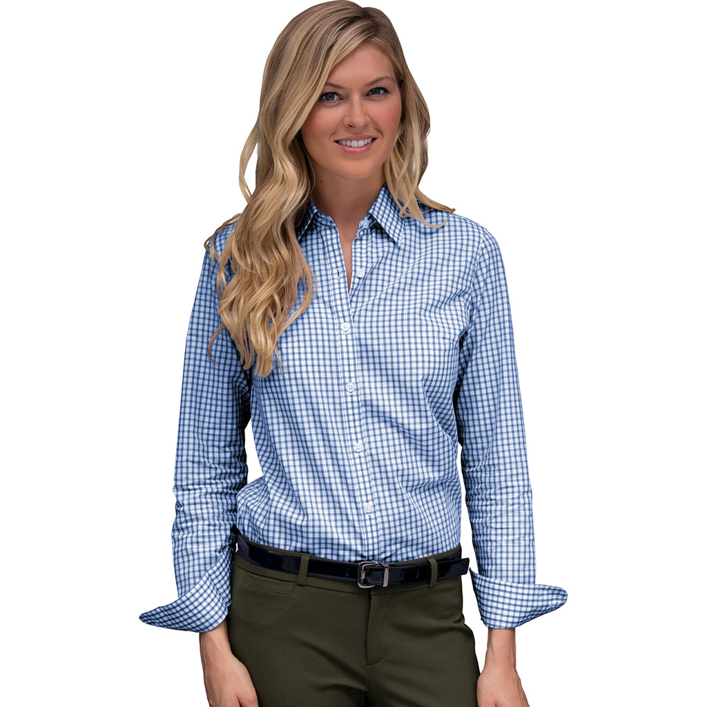 Vantage Women's Royal/White Easy-Care Gingham Check Shirt