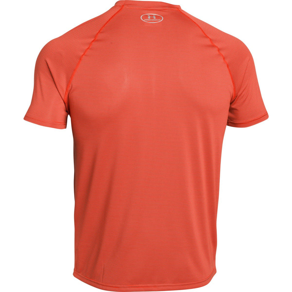 Under Armour Men's Dark Orange UA Stripe Tech Locker Short Sleeve Tee